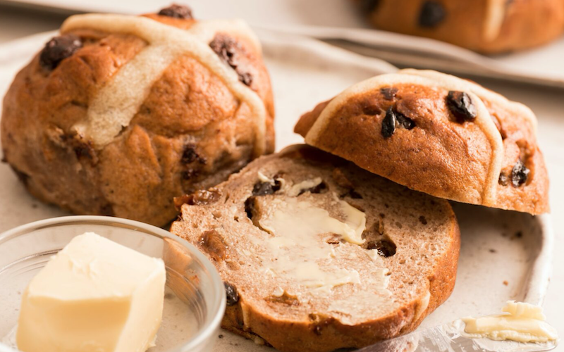 Soft spongy gluten free vegan hot cross buns by this award winning bakery are back