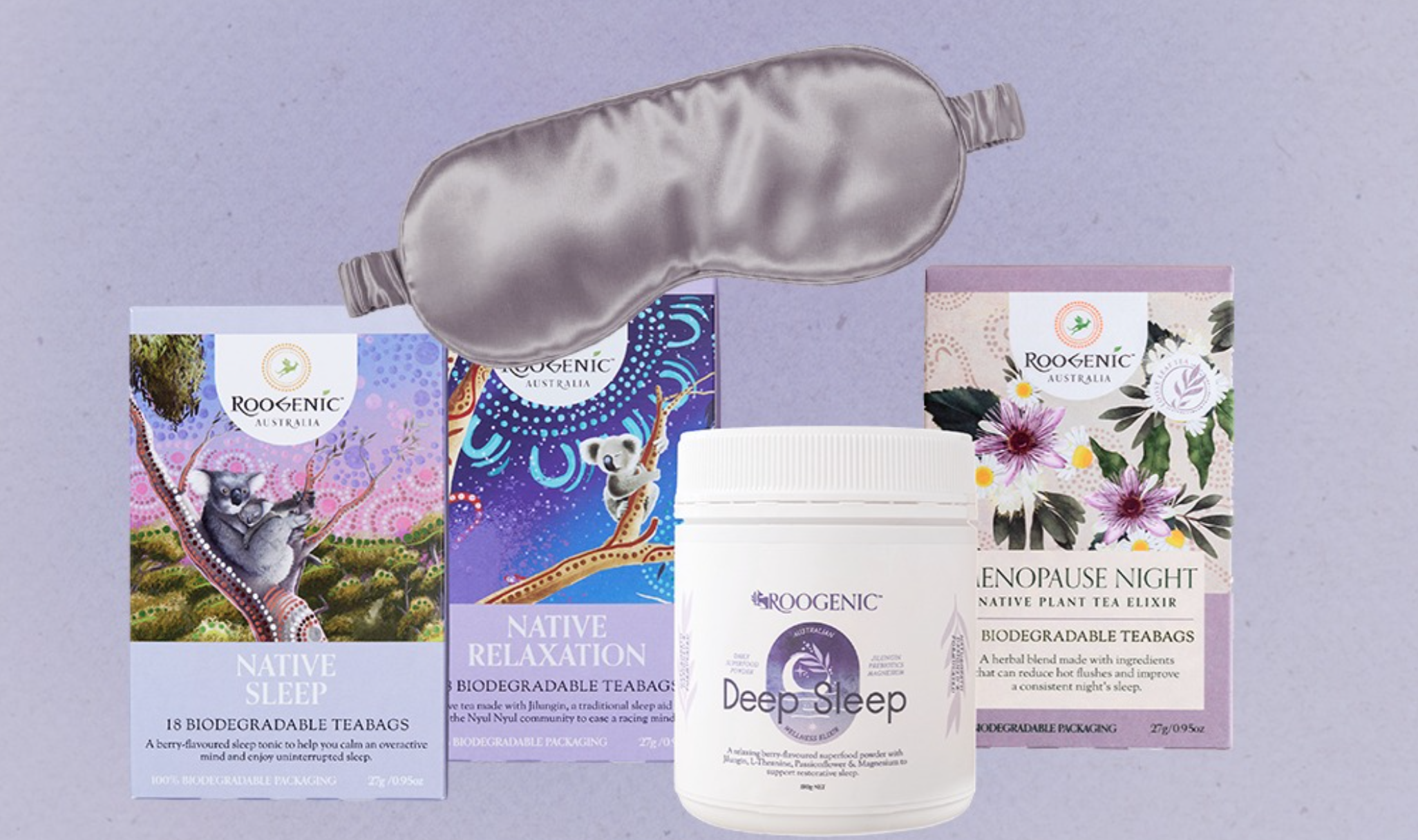 Sweet dreams are made of Roogenic’s native blends and now you can get a free sleep mask
