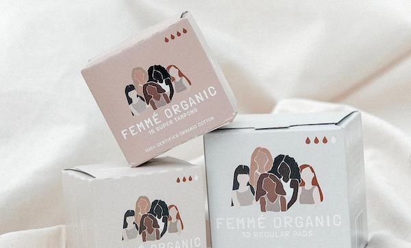 Femme Organic launch period bundles- including one to support first periods
